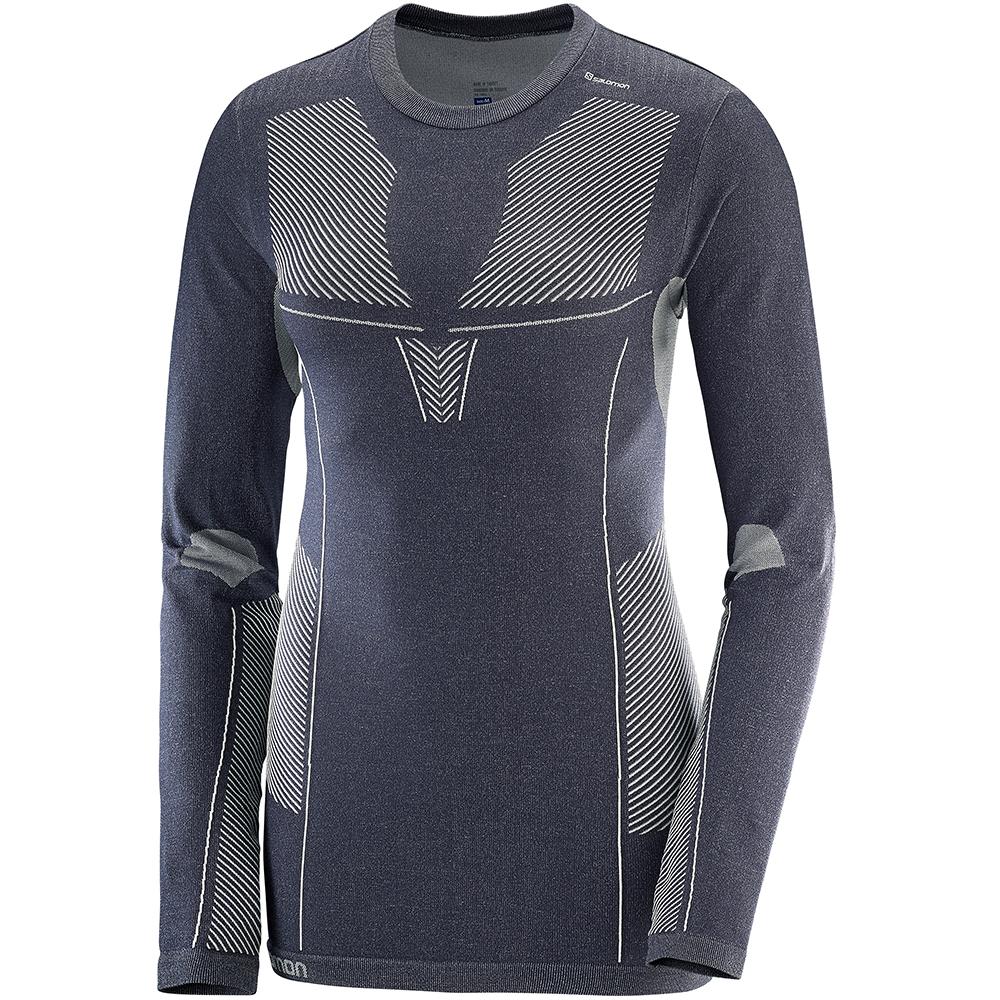 Salomon Singapore Womens Midlayers - PRIMO WARM LS CN W Slategray | 91460-WCQT